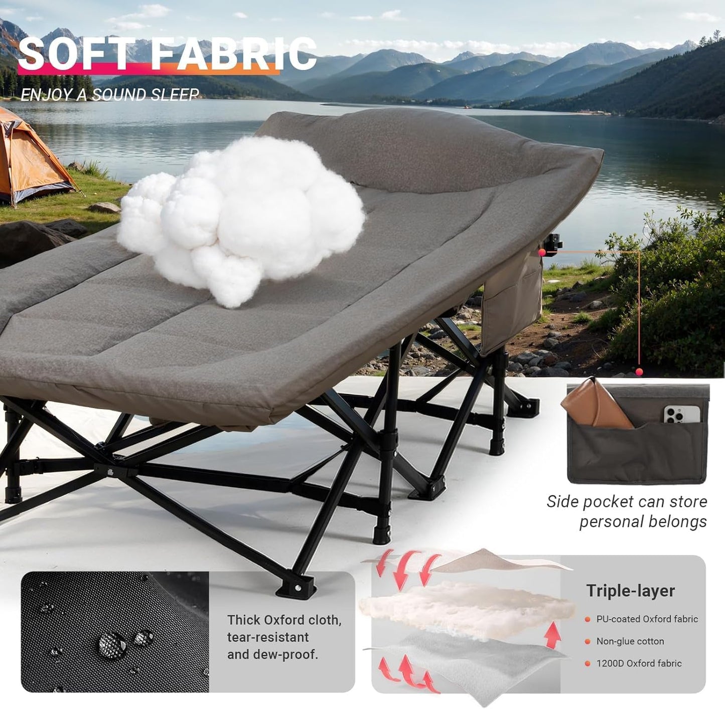 LOBENA - Camping Cot for Adults